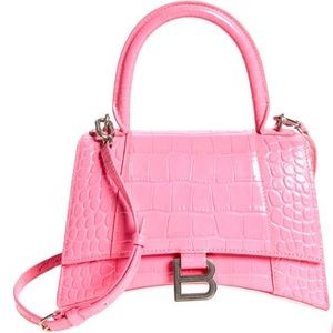 NEW🔥BALENCIAGA Small Hourglass Croc Embossed Leather Top Handle Bag🔥